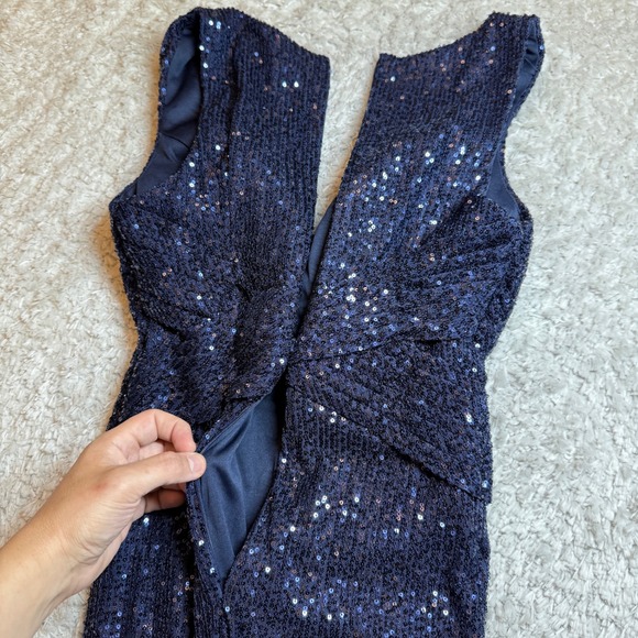 Ieena Mac Duggal Dress 6 Blue Sequin Sleeveless Formal Gown Prom Evening MOB - Picture 12 of 15